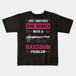 Wine Drinker Bassoon Bassoonist Kids T-Shirt